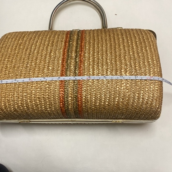 Vintage Pier Giorgio Italy Straw Handbag Metal Handle - Picture 4 of 16